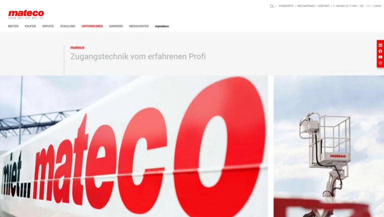 Mateco TYPO3 Website Impression