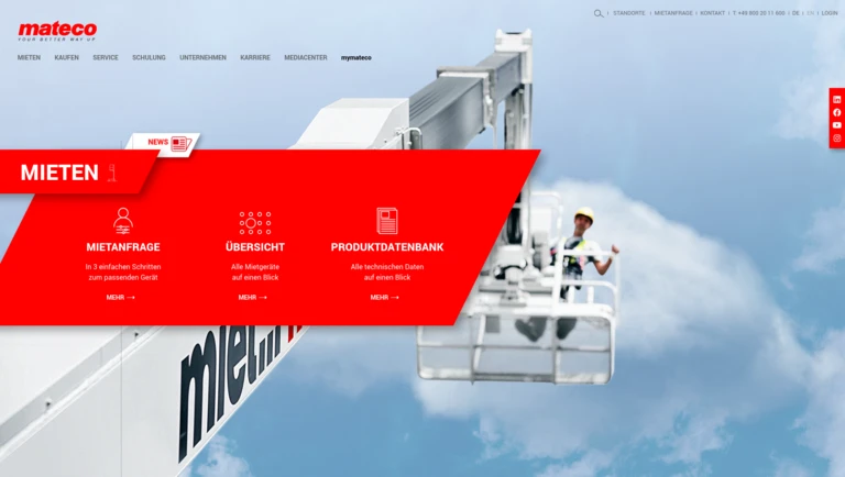 Mateco TYPO3 Website Impression