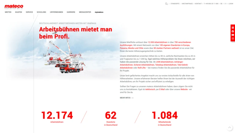 Mateco TYPO3 Website Impression