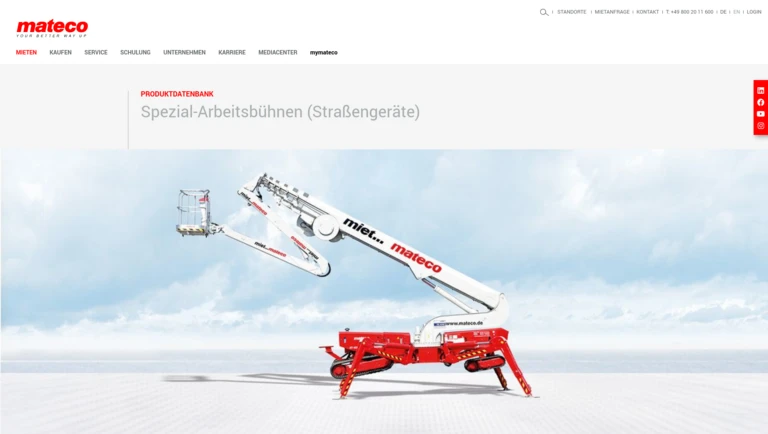 Mateco TYPO3 Website Impression