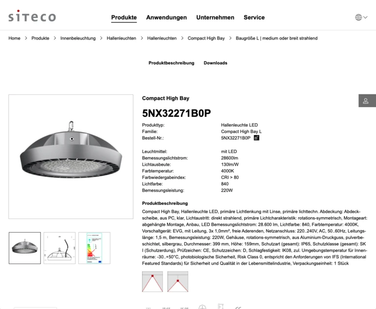 Siteco TYPO3 Website Impression